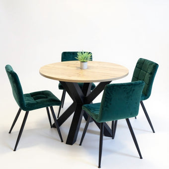 Industriële Eiken Eettafel Rond