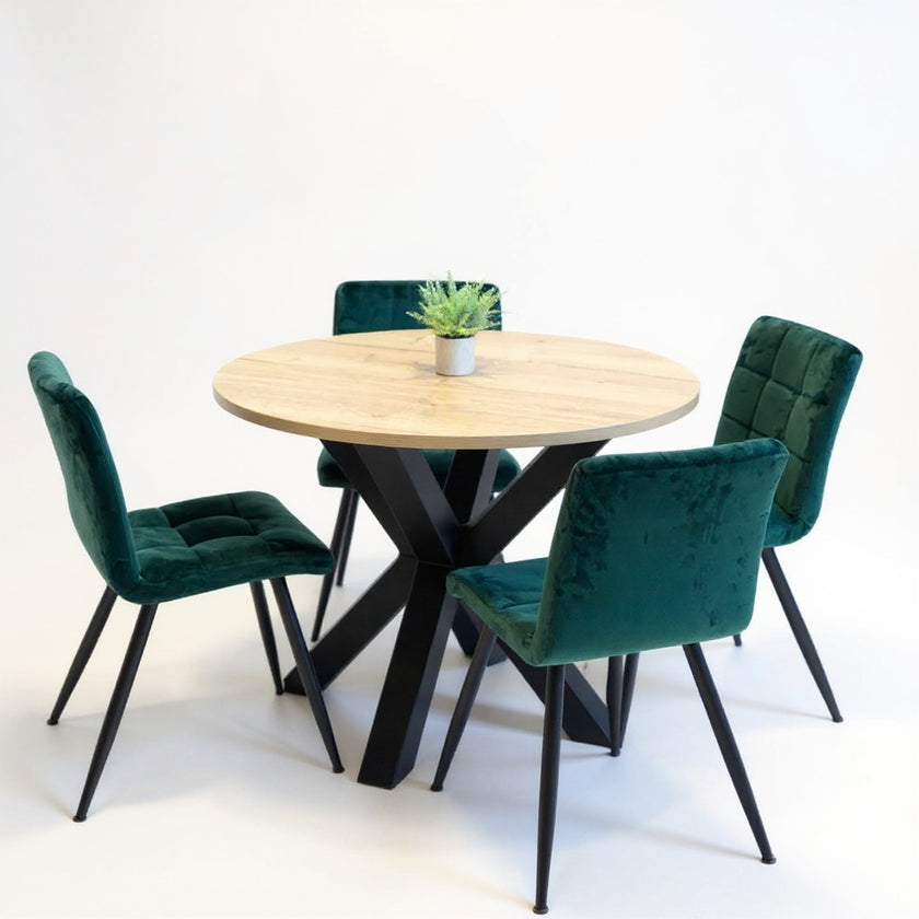 Industriële Eiken Eettafel Rond