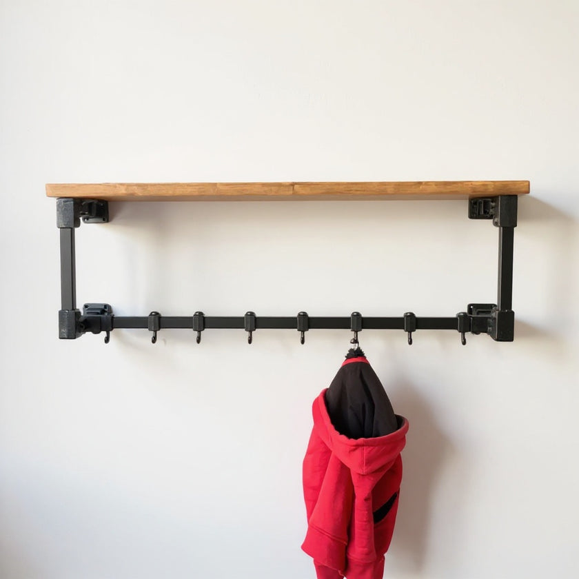Kapstok Zwart Metaal Hoedenplank
