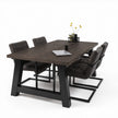 Industriële eiken eettafel Bos met black afwerking en zwart stalen A-poten