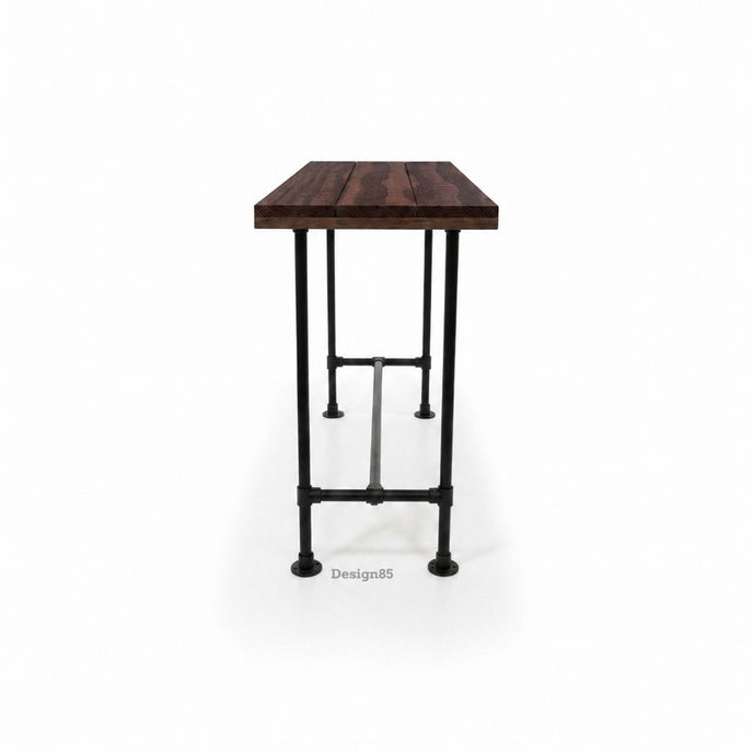 Smalle bartafel voor tuin of balkon model Lavendel van Design85 met houten tafelblad en zwarte buizen