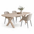 eettafel deens ovaal arc met een wit eiken blad en een x poot in wit.