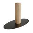 eettafel deens ovaal collum met een stalen zwarte onderplaat met een houten koker.