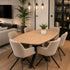 eettafel deens ovaal linea in een woonkamer met 6 stoelen.