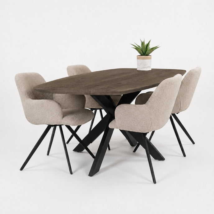eettafel deens ovaal linea met een stalen onderstel en een blad met de kleur black