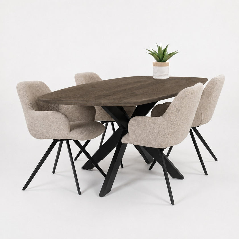 eettafel deens ovaal linea met een stalen onderstel en een blad met de kleur black