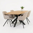 eettafel deens ovaal linea met witte achtergrond en een blad met de kleur naturel