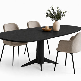 Eettafel Deens Ovaal Nexus in zwarte houtafwerking met modern design
