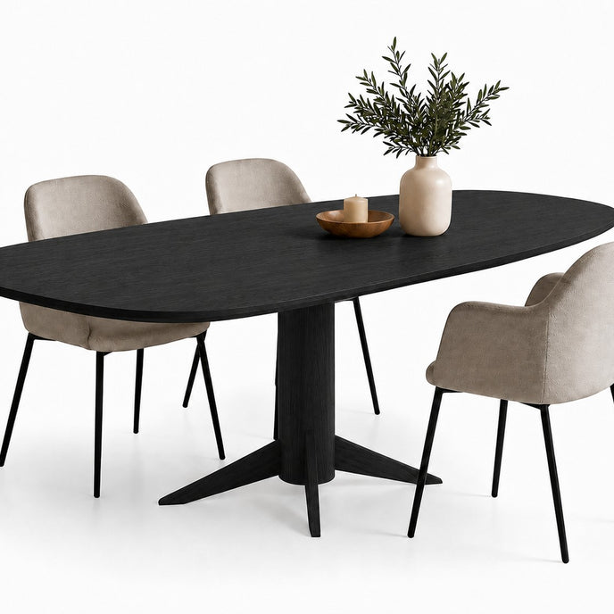 Eettafel Deens Ovaal Nexus in zwarte houtafwerking met modern design