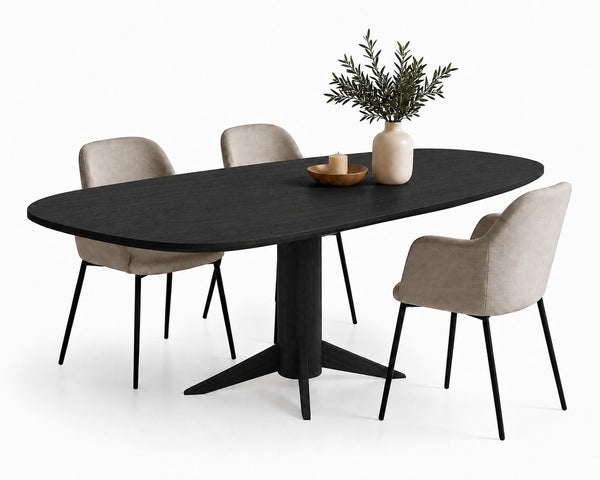 Eettafel Deens Ovaal Nexus in zwarte houtafwerking met modern design