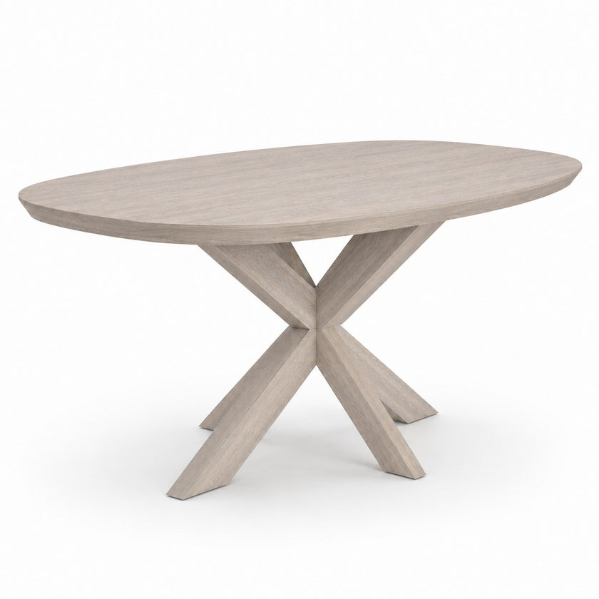 Eettafel Deens ovaal Pillar van eikenhout met houten X-poot in kleur White