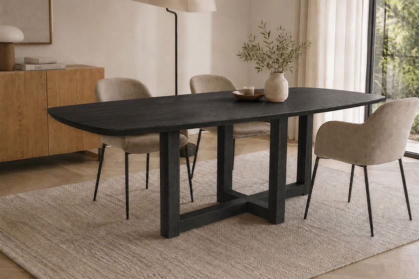 eettafel deens ovaal rune in de kleur black