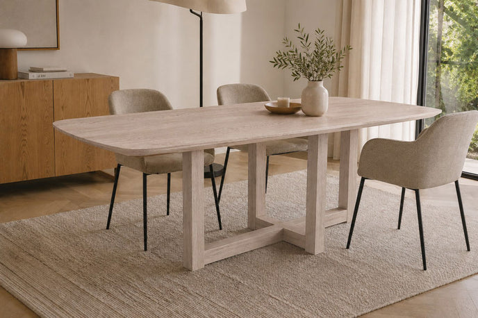 eettafel deens ovaal rune met een blad en poot in de kleur white