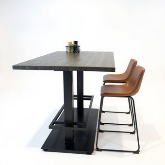 Hoge bartafel Washington met zwart houten blad en zwart stalen onderste