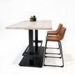 Hoge bartafel Washington met wit houten blad en zwart stalen onderstel