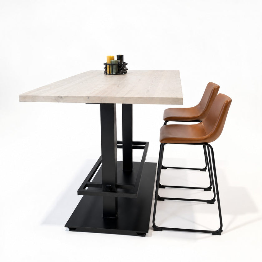 Hoge bartafel Washington met wit houten blad en zwart stalen onderstel