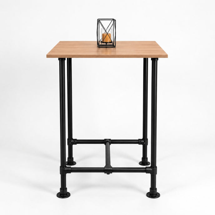 Horeca bartafel vierkant met tafelblad in de kleur Havanna en zwart metalen buizenframe, ideaal voor cafés en restaurants.