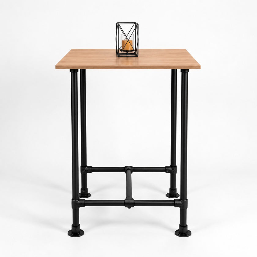 Horeca bartafel vierkant met tafelblad in de kleur Havanna en zwart metalen buizenframe, ideaal voor cafés en restaurants.