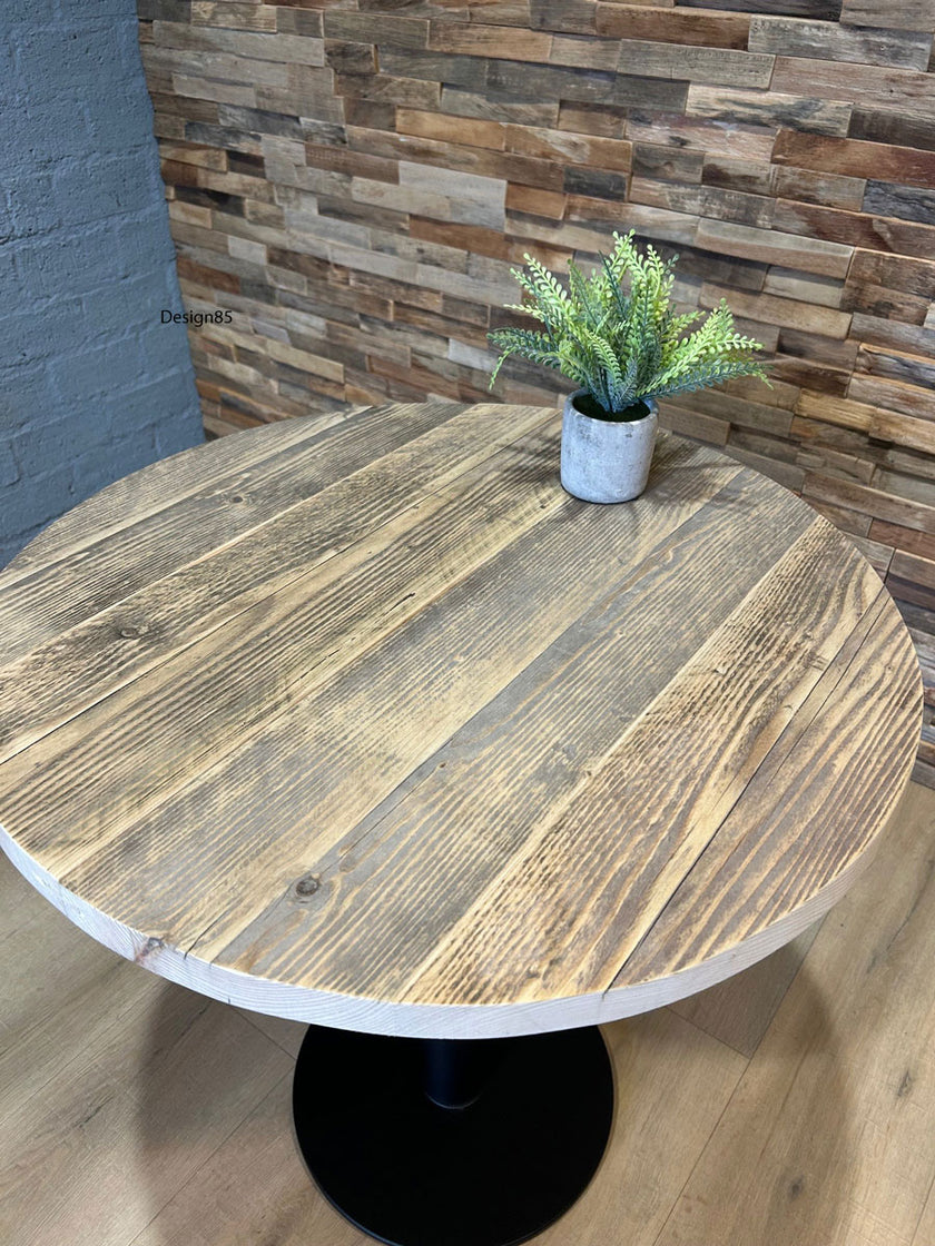 horeca tafel met oud steigerhout met rond blad