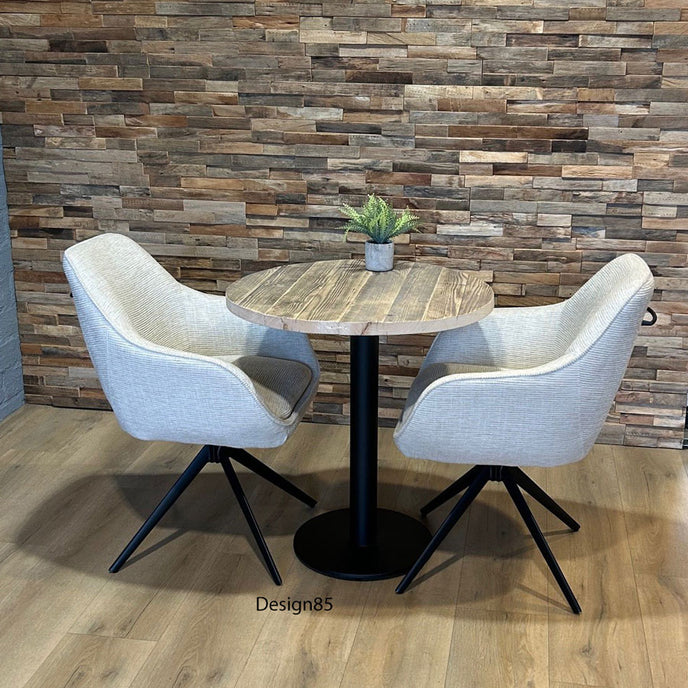 horeca tafel met oud steigerhout met rond blad