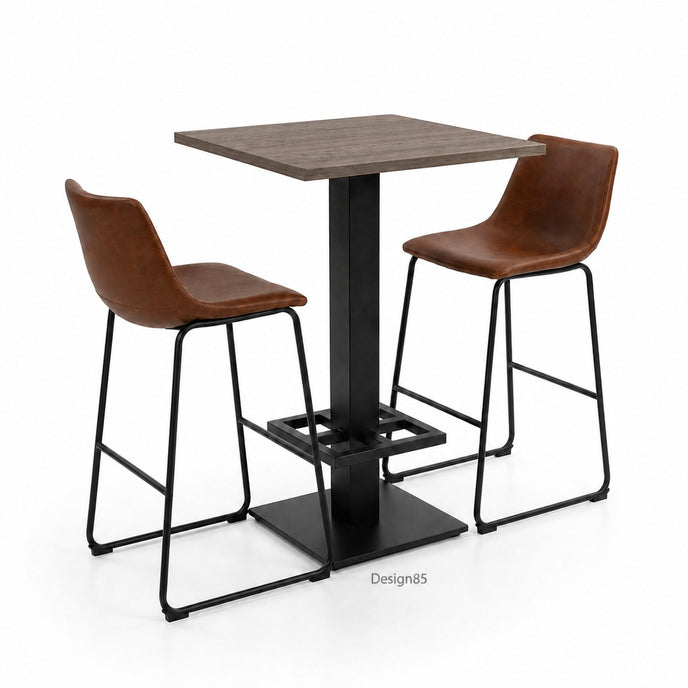 Industriële horeca tafel urban met zwart blad en stevig stalen frame