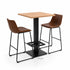 Horeca tafel urban met warm bruin houten blad en modern zwart onderstel
