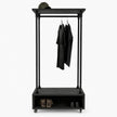 Minimalistisch kledingrek Comfort met houten legplanken, open opbergruimte en stevig metalen frame voor kleding en schoenen