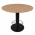 industriele bartafel loft met een ronde poot en een rond blad in de kleur transparant met facetrand