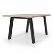 Industriële eiken eettafel Continental white met licht gebeitst eiken blad en zwart industrieel frame
