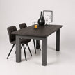 Industriële eiken eettafel Hagel black met donker eiken tafelblad en antraciet metalen poten