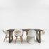 industriele eiken eettafel heide met witte achtergrond en een blad behandeld met de kleur black