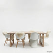 industriele eiken eettafel heide met witte achtergrond en een blad behandeld met de kleur white