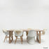 industriele eiken eettafel heide met witte achtergrond en een blad behandeld met de kleur white
