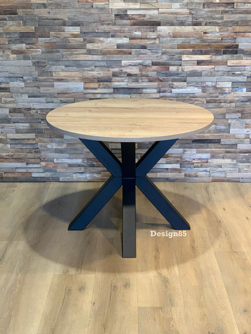 Industriële Eiken Eettafel Rond