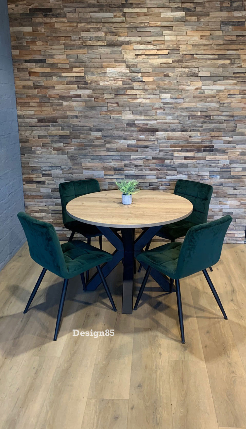 Industriële Eiken Eettafel Rond