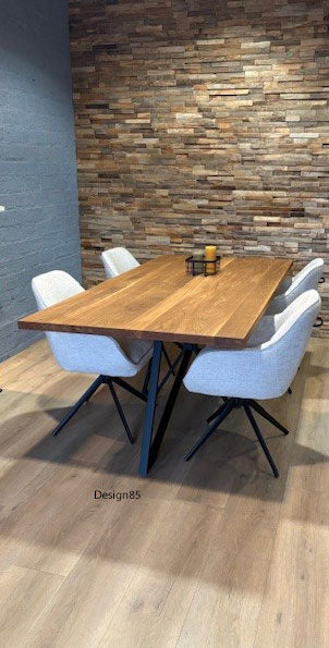 Industriële eiken eettafel Vlinder