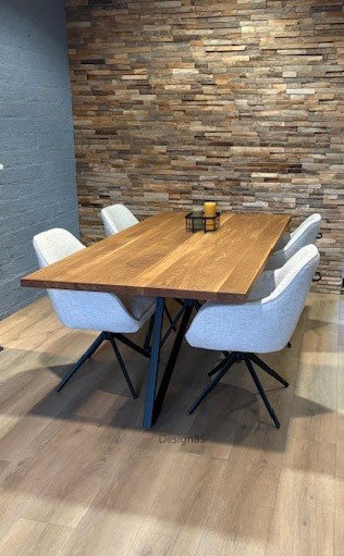 Industriële eiken eettafel Vlinder