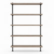 Industriële kast met Taupe houten legplanken en zwart metalen frame