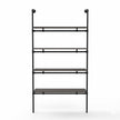 Industriële wandkast 80 cm breed van zwarte steigerbuis met legplanken van zwart vurenhout