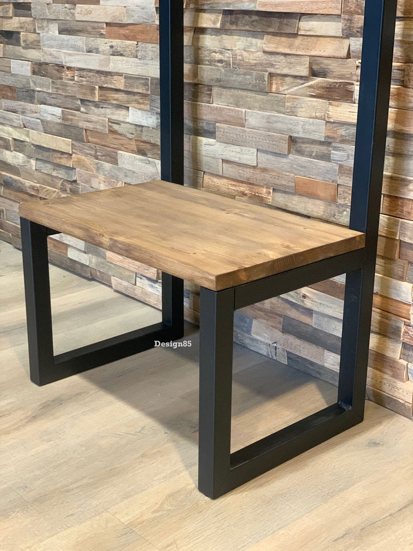 Kapstok staand modern van hout en metaal met opbergruimte voor schoenen en jassen