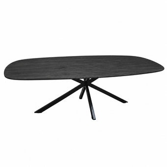 Salontafel ovaal Facet met zwart gebeitst houten blad en zwart stalen spinpoot.