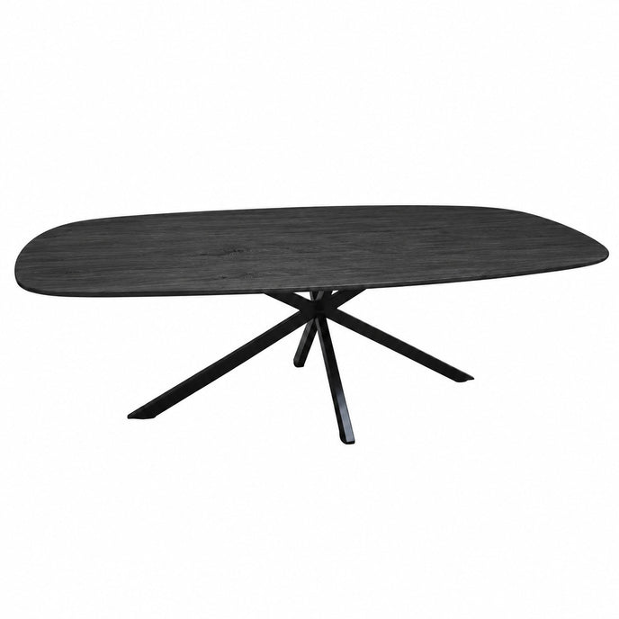 Salontafel ovaal Facet met zwart gebeitst houten blad en zwart stalen spinpoot.