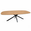 Salontafel ovaal Facet met transparant afgewerkt houten blad en zwart stalen spinpoot.