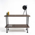 Steigerbuis kast eiken black met zwarte metalen buizen en twee legplanken