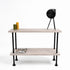 Steigerbuis kast eiken white met zwarte metalen buizen en twee legplanken