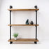 Industriële steigerbuis kast Whisky met houten legplanken en zwart metalen buizenframe