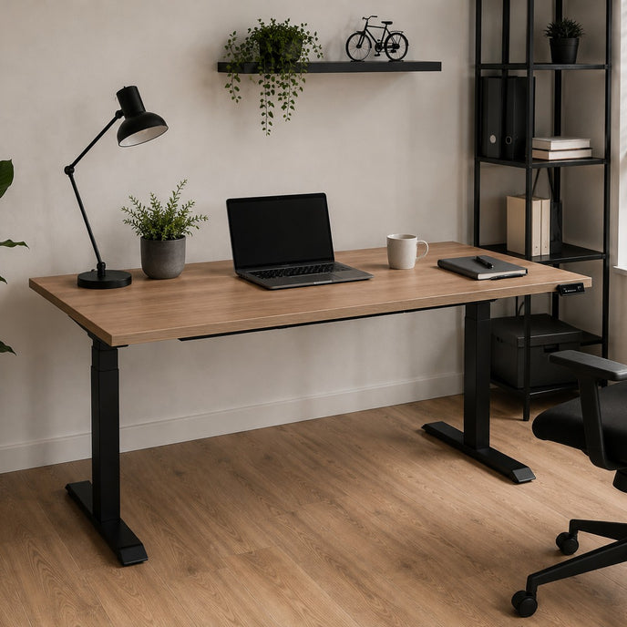 Modern zit sta bureau Beweeg met elektrisch verstelbaar onderstel in kantooropstelling